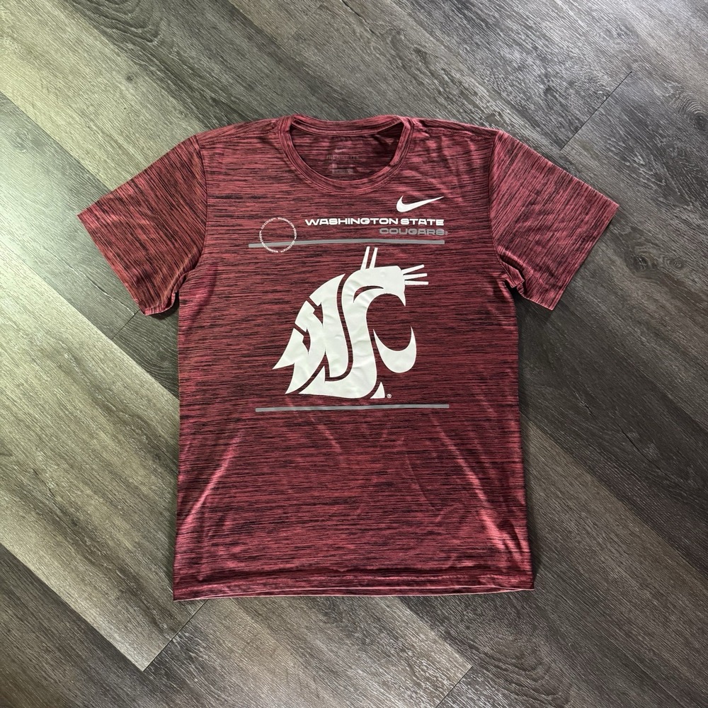 Nike Washington State Cougars WSU Dri-Fit Crimson Red Heather Short Sleeve Shirt
